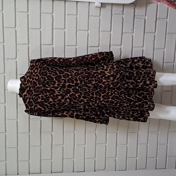 J. Crew Animal Print Ruffle Shoulder Tie At The Neck Lined Dress. Size XXS NWOT - Picture 7 of 14